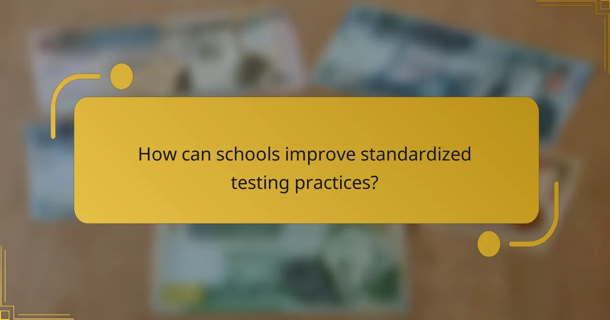 How can schools improve standardized testing practices?
