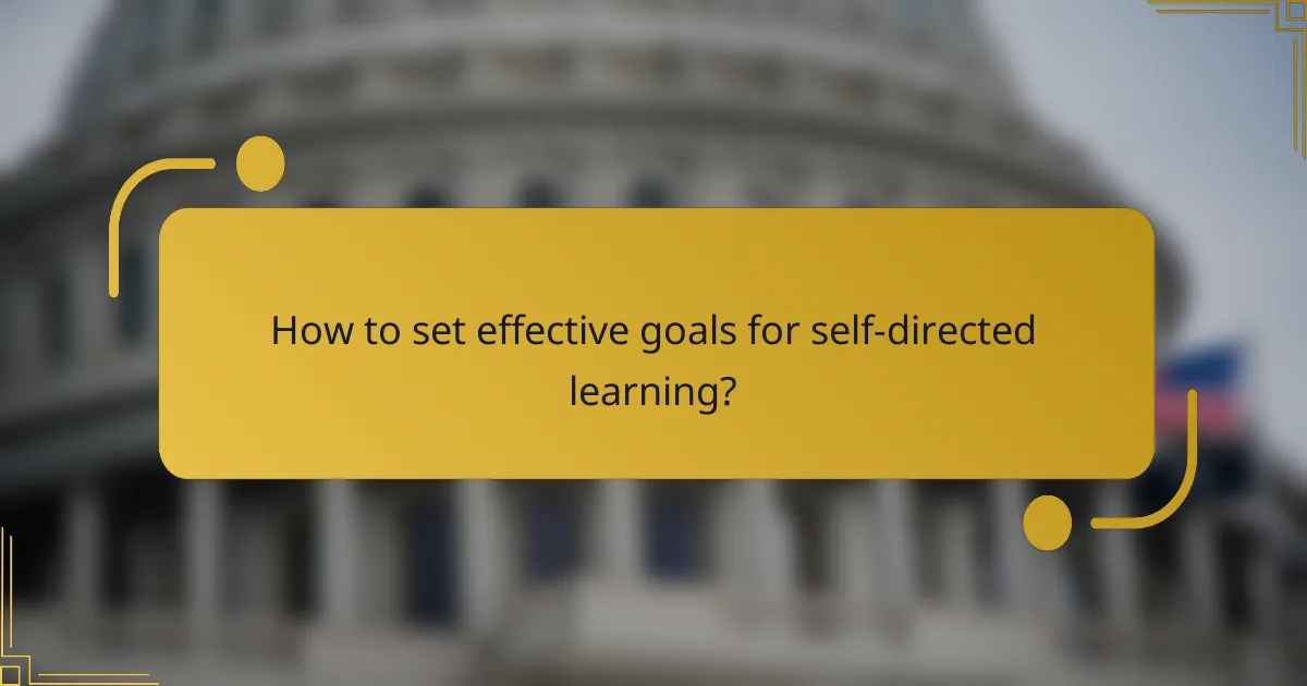 How to set effective goals for self-directed learning?