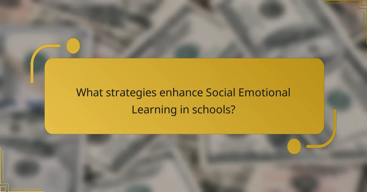 What strategies enhance Social Emotional Learning in schools?